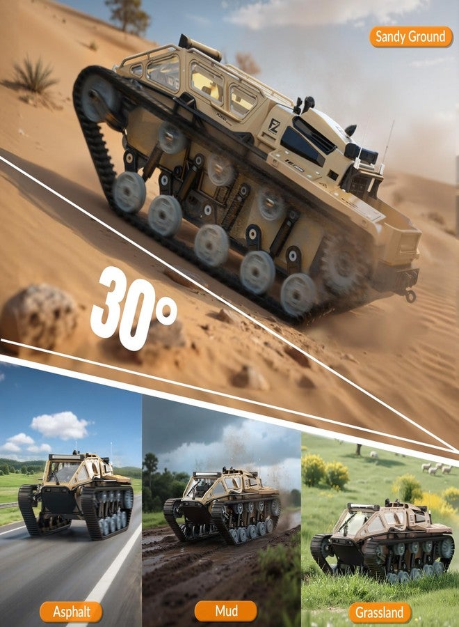 RACENT 1:16 RC Tank Remote Control Tank Off-Road RC Truck 4WD RC Crawler 360°Rotating Drifting Car with 2 Batteries - Image 2
